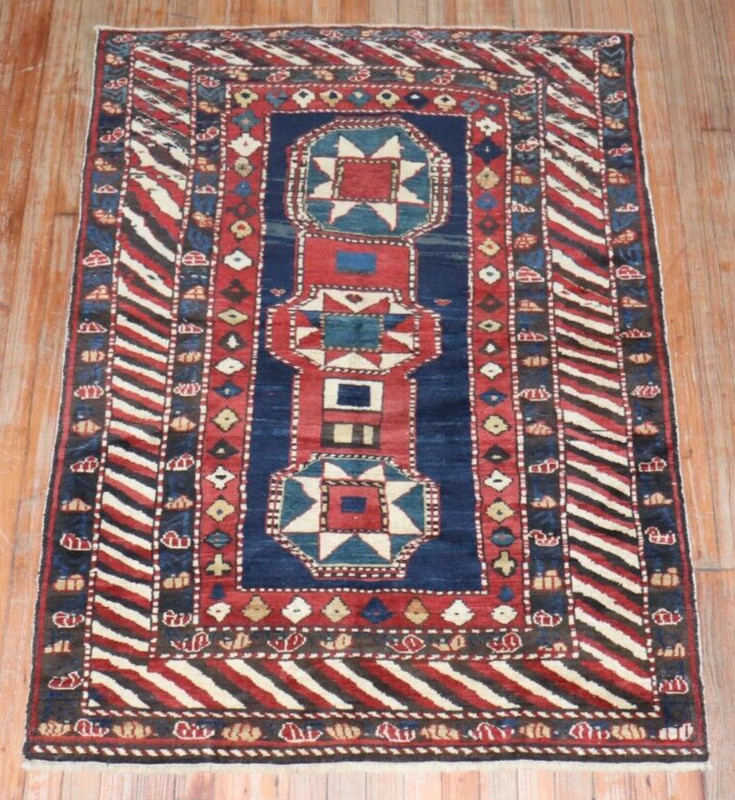 Antique Caucasian Kazak Baku Chila Shirvan Gendje Rug Size 3'6''x4'9'' gallery