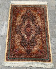 100% Silk Rug | 3×4 ft Bamboo Silk Rug Handmade Fringes and Borders