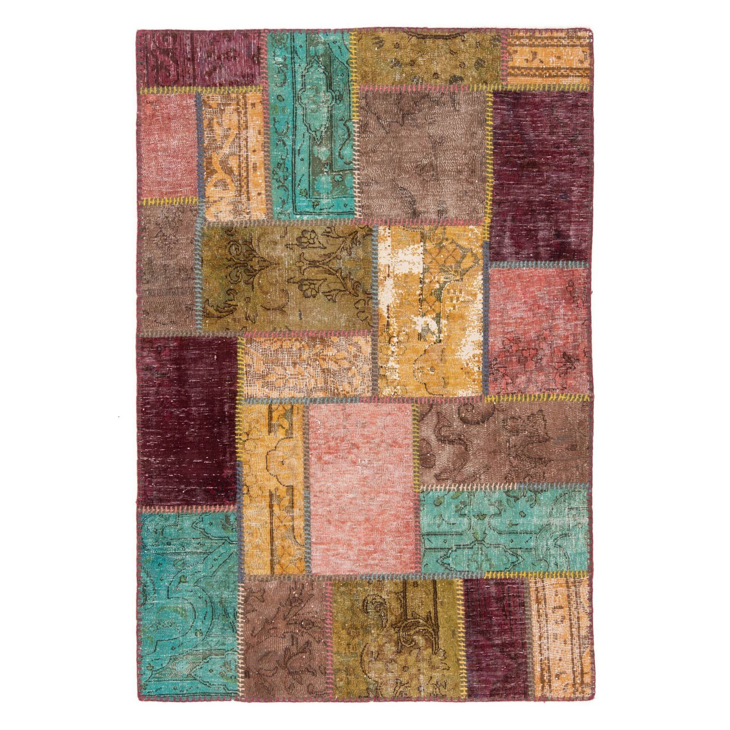 Patchwork 153x104 cm Hand Knotted Oriental Rug Vintage Carpet gallery
