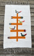 Vtg Wool Kilim Rug Bird Tapestry Tree Of Life 50″x30.5″ Woven Zapotec Oaxacan