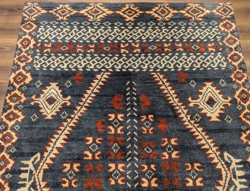 Indo Tibetan Rug 6x9, Hand-Knotted Wool Navajo Design Carpet gallery