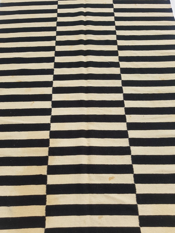 Vintage Traditional Handcrafted Dhurries StripedRug for Home Décor 249x166 cm gallery