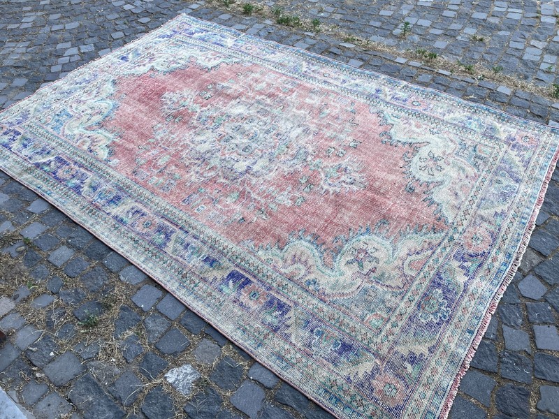 Turkish Vintage Rug, Handmade Wool Rug, Bohemian Large Rug, 6,4 x 9,6 ft gallery