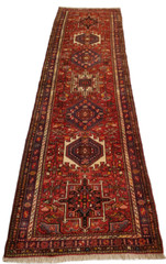 Vintage Red Karajeh runner Multi-Medallion – 3’1″ x 10’10”