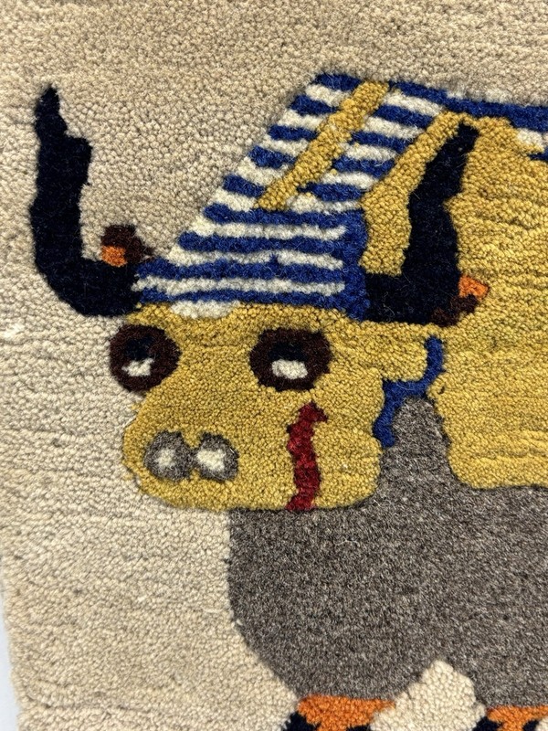 Tibetan Yak Meditation Carpet 100% Wool Wall Hanging Hand Woven in Nepal 17x30 gallery