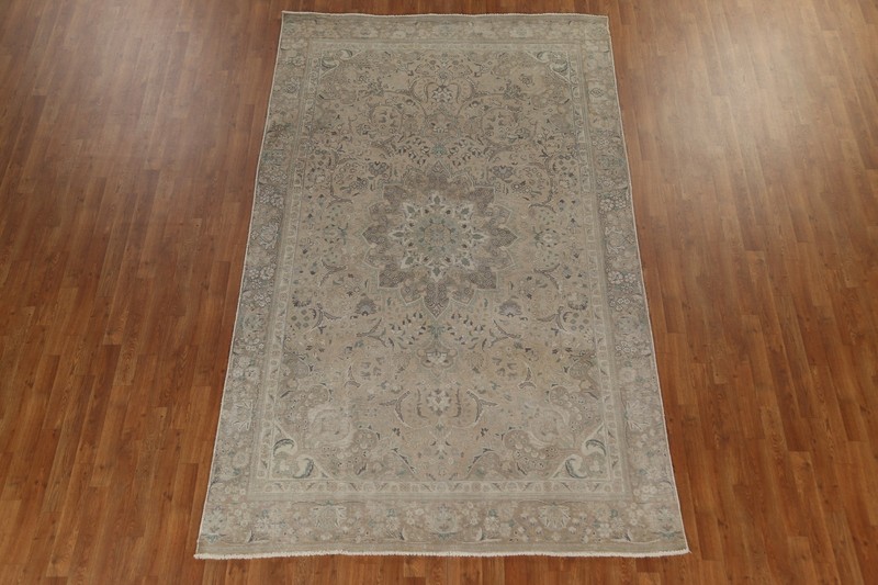 Vintage Muted Traditional Floral 6x10 Area Rug Low Pile Wool Hand-knotted Carpet gallery