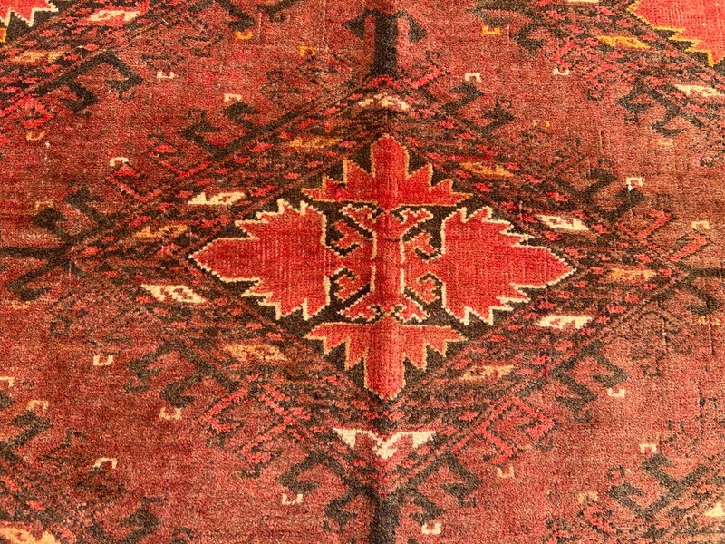 Antique Turkmen Rug 3'9x5'8 Ft – Tribal Handmade Wool Rug Geometric Afghan Style gallery