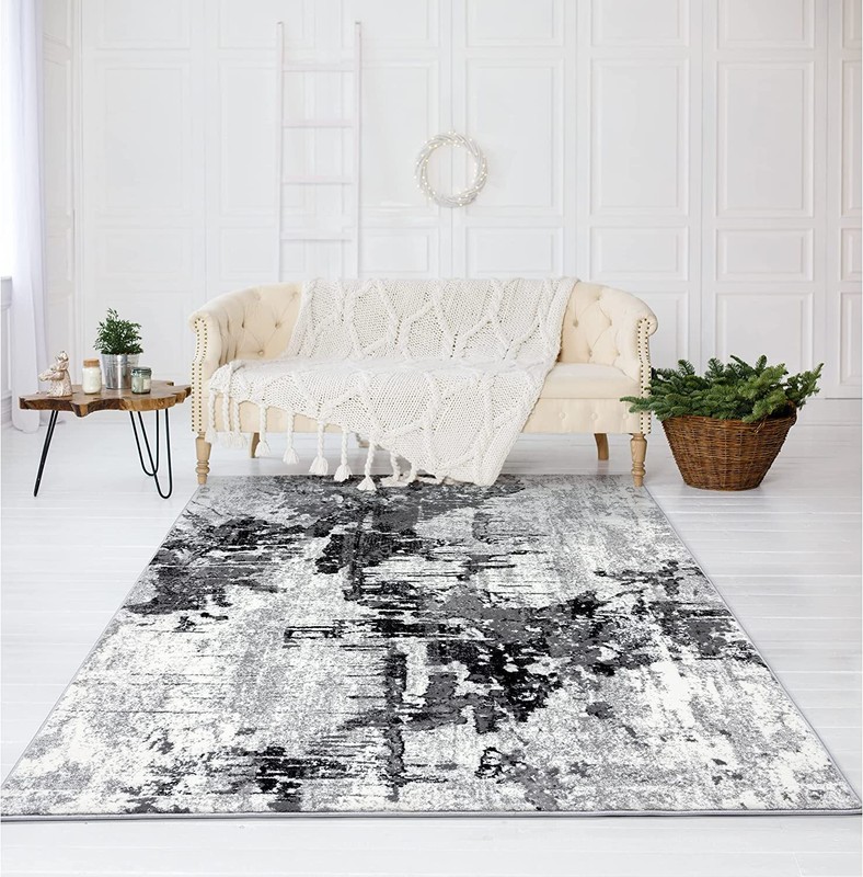 Contemporary Area Rug Gray Abstract Modern Rug Top Quality Carpets Premium Rugs gallery