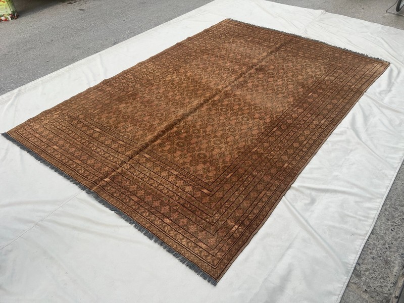 6'7x9'6 Antique Turkmen Bukhara Hand Knotted Tribal Geometric Wool Area Rug Rare gallery
