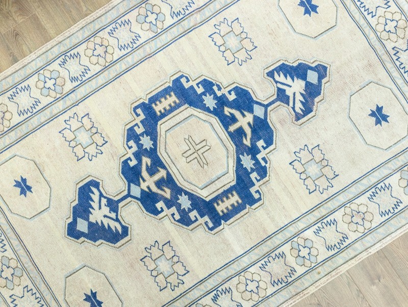 Vintage Modern Turkish Large Area Rug 5.6x8.1 ft Hand-knotted Oushak Wool Carpet gallery