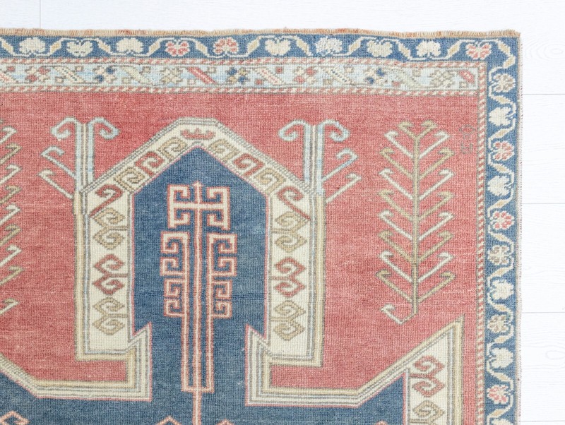 Turkish Oushak Rug 3.8 x 6.9 ft, Burnt Rose Entry Rug, Rustic Southwestern Decor gallery