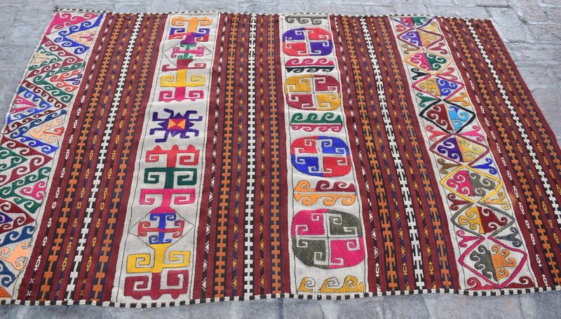 4'3 x 6'1 ft Handmade vintage afghan tribal uzbeki wool kilim rug, 4x6 area rug gallery