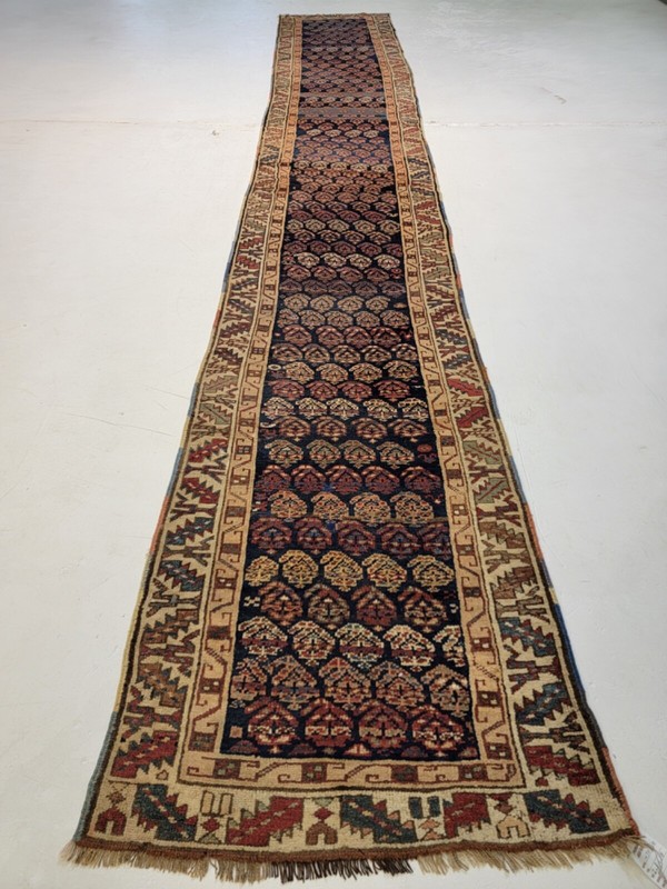 Antique Oriental Hand-Knotted Wool Runner Collectible Rare Malayer 2'8" x 17' gallery