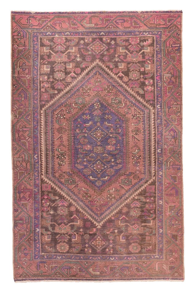 Vintage Hand-Knotted Area Rug 4'2" x 6'4" Traditional Wool Carpet