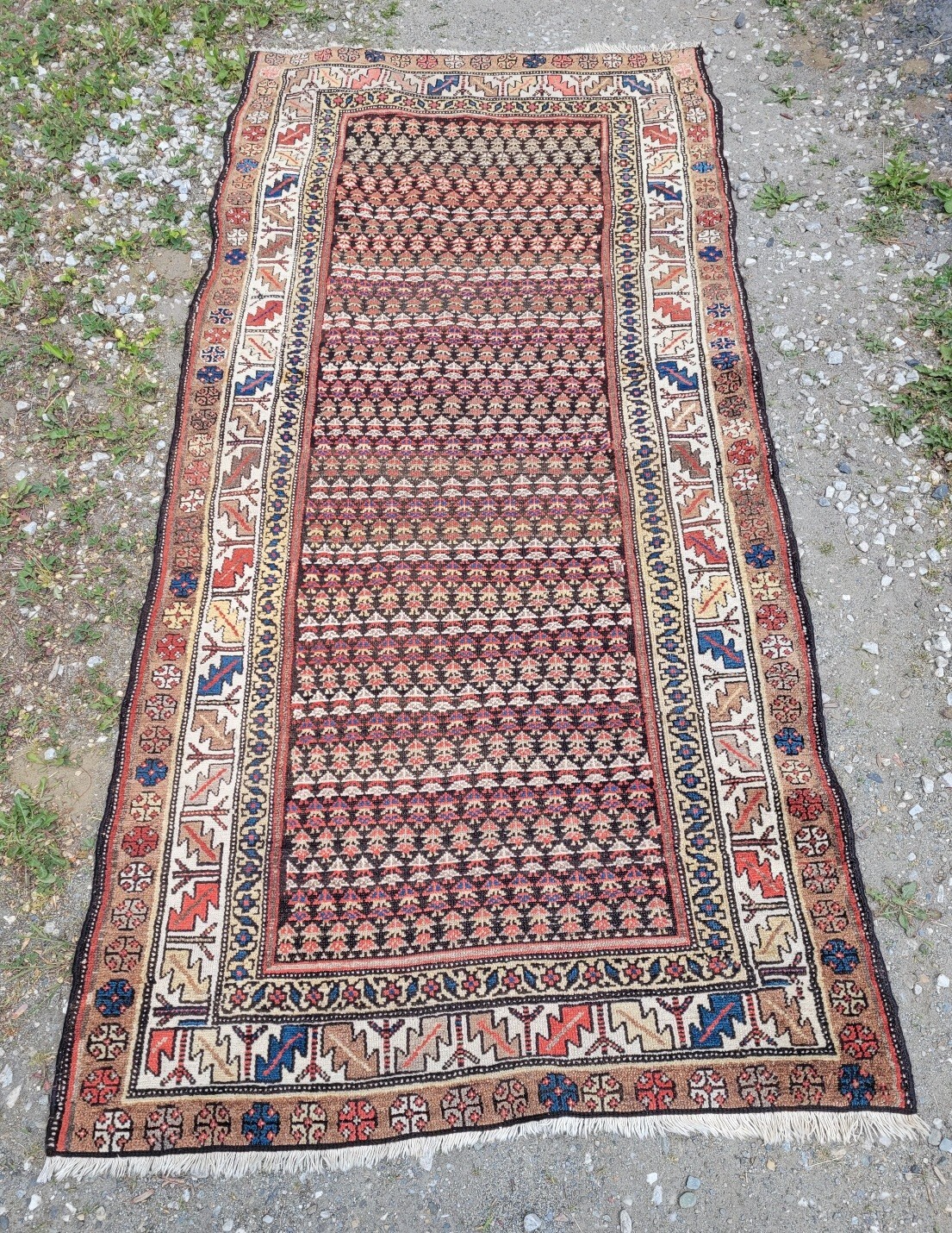 BEAUTIFUL FINE ANTIQUE HAMADAN ORIENTAL HAND DONE RUG 7' 2" X 3' 4" CIRCA 1890s gallery