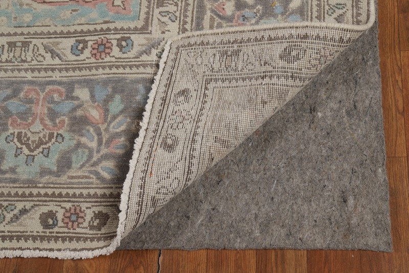 Vintage Beige/ Gray Wool Floral Tebriz Area Rug 8x11 Traditional Hand-made Rug gallery