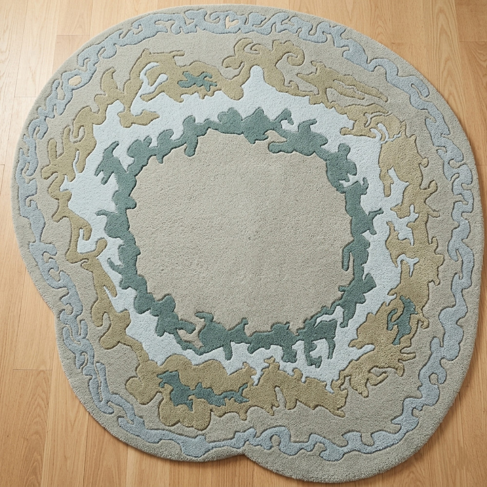 Mordern Abstract Irregular odd shape unique Wollen Designer Tufted area rug