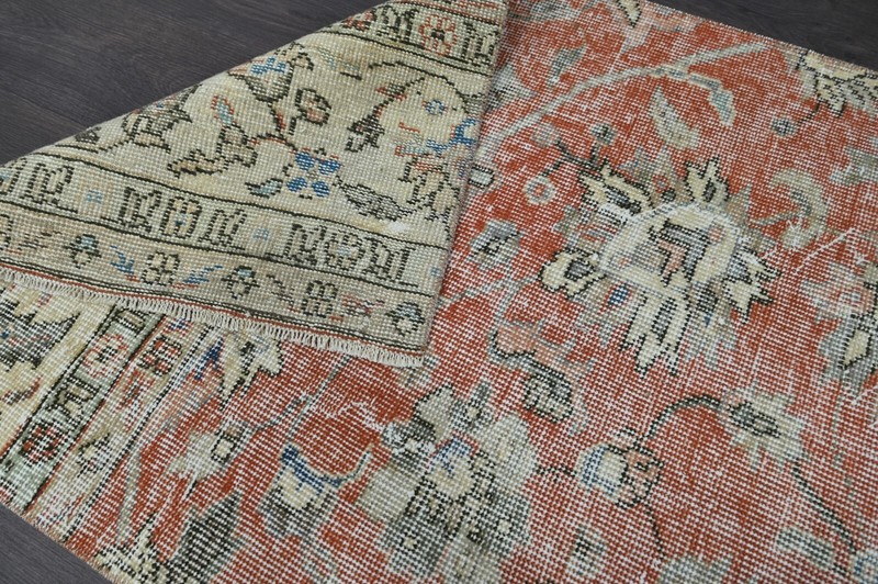 Vintage Turkish Runner Rug 2x11ft Wool Anatolian Handmade Hallway Oushak RED gallery