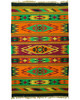 Romanian Oltenian Kilim Rug Handwoven 100% Wool Geometric Orange Green 1970s gallery