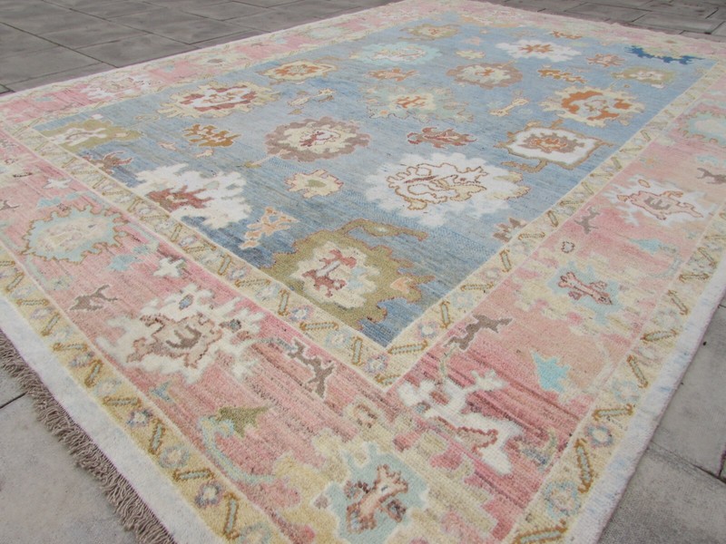 Vintage Traditional Hand Made Turkish Oushak Oriental Wool Blue Carpet 468x330cm gallery