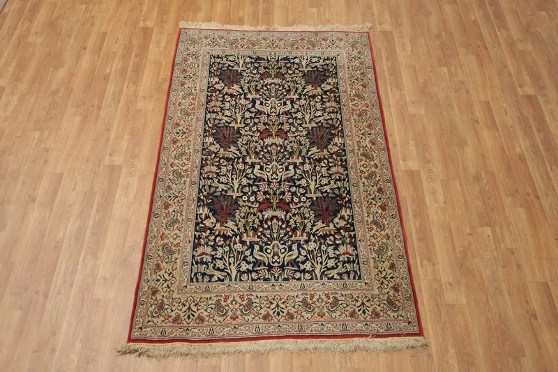 Animal Pictorial Accent Rug 3x6 Ft Handmade Floral Oriental Wool & Silk Carpet gallery