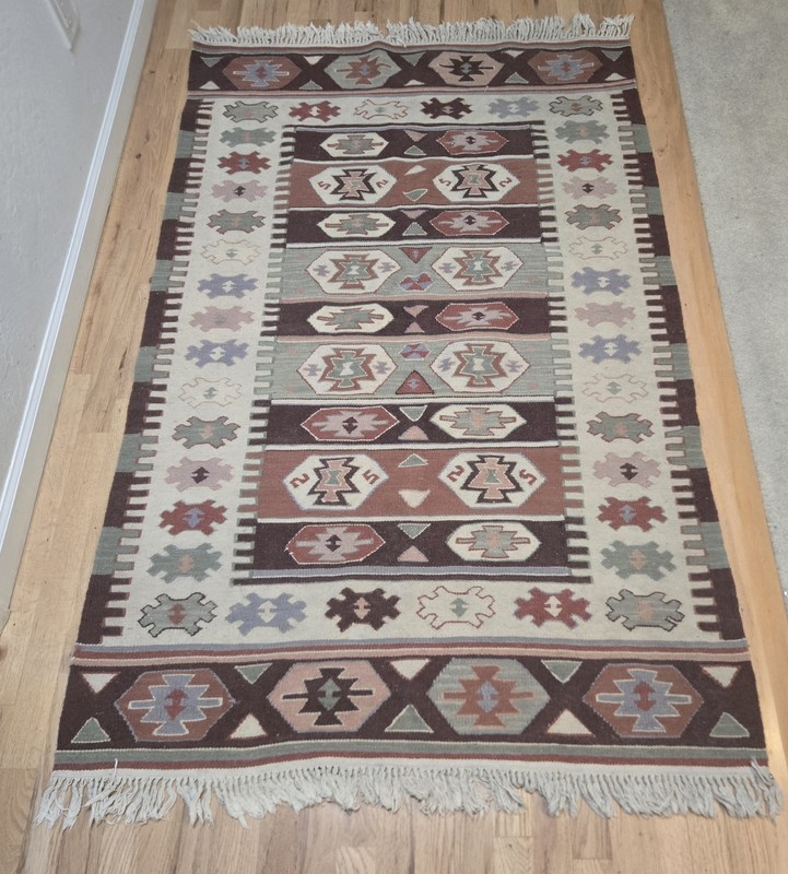 VINTAGE TURKISH KILIM TAPESTRY RUG TEXTILE 68x43" Geometric gallery