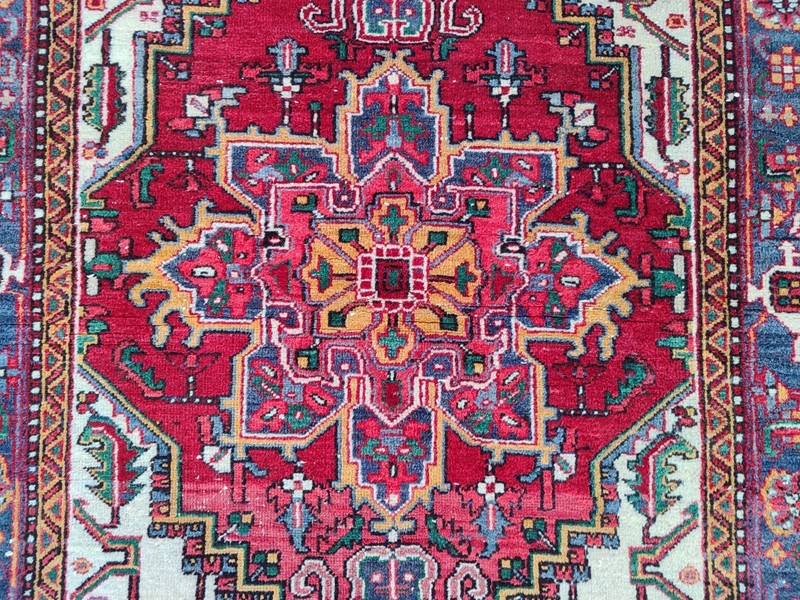Antique rug 4x5, Vibrant turkish rug 4x5 vintage, Heriz rug 4x6, Kazak rug wool gallery