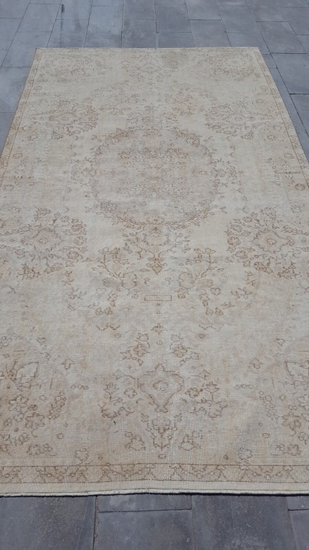 Antique Caucasian Faded Area Rug 6x10 Beige Geometric Rare Collectible Rug x gallery