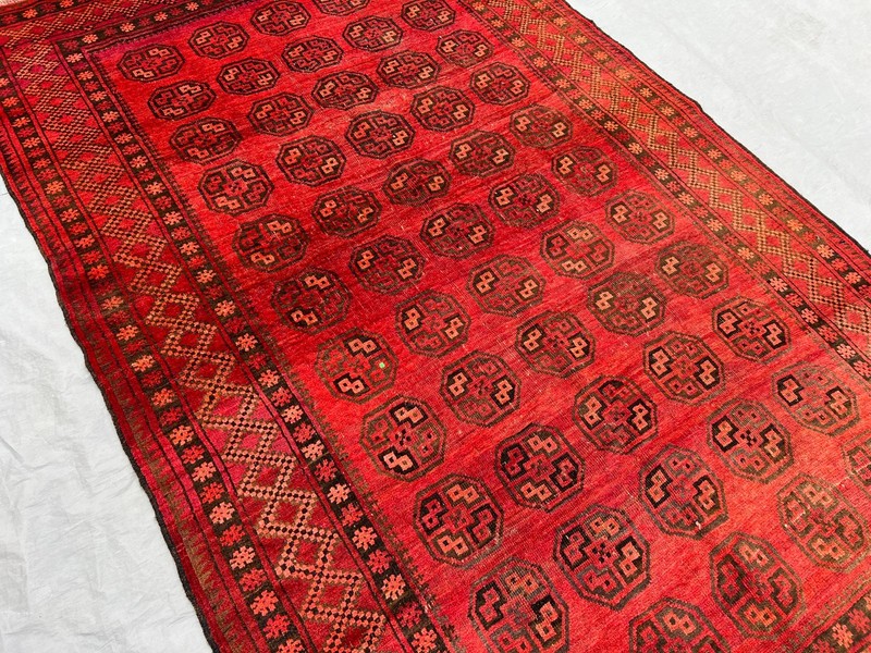 Red Vintage Turkoman Bokhara Elephant Foot Hand Knotted Wool Rug 5x8 Area Rug gallery