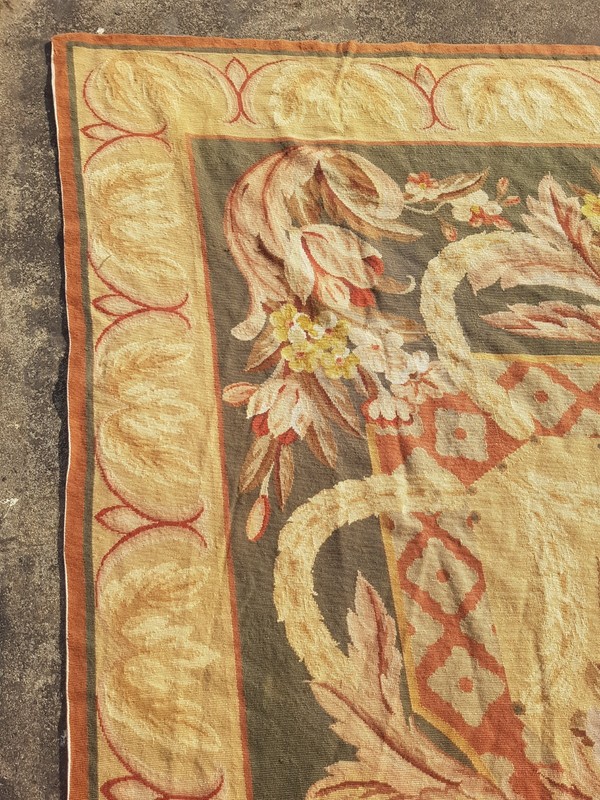 Vintage French Floral Needlepoint Handmade Multicolor Rug Wool Carpet 292x235 cm gallery