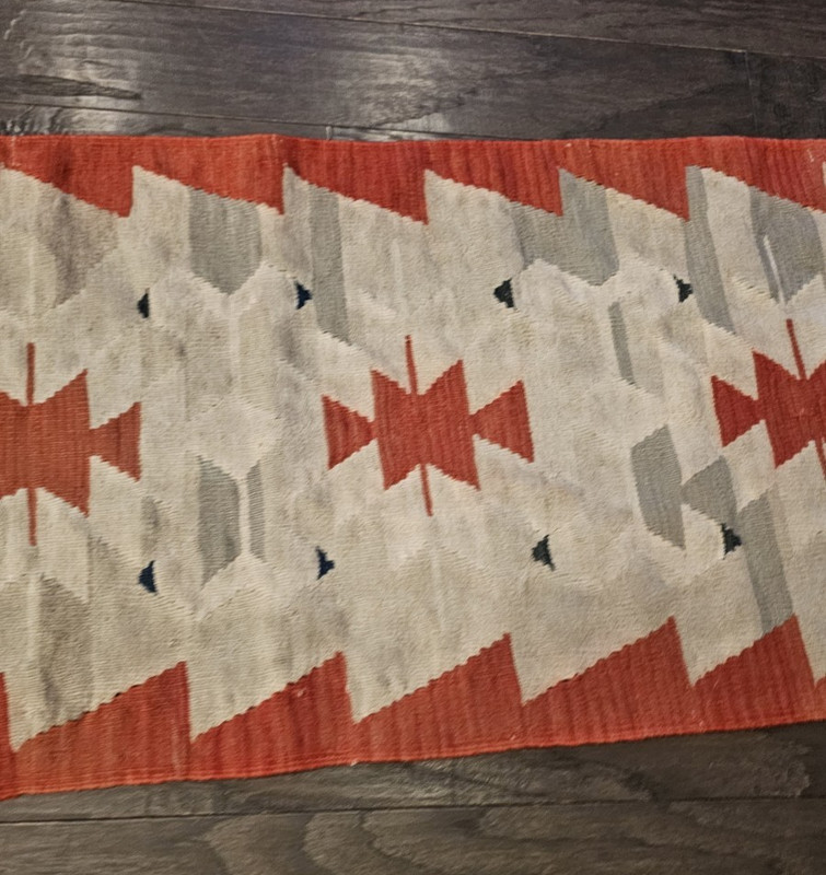 Vintage Turkish Kilim Style Navajo Rug Runner Red 63" X 45" Antique gallery