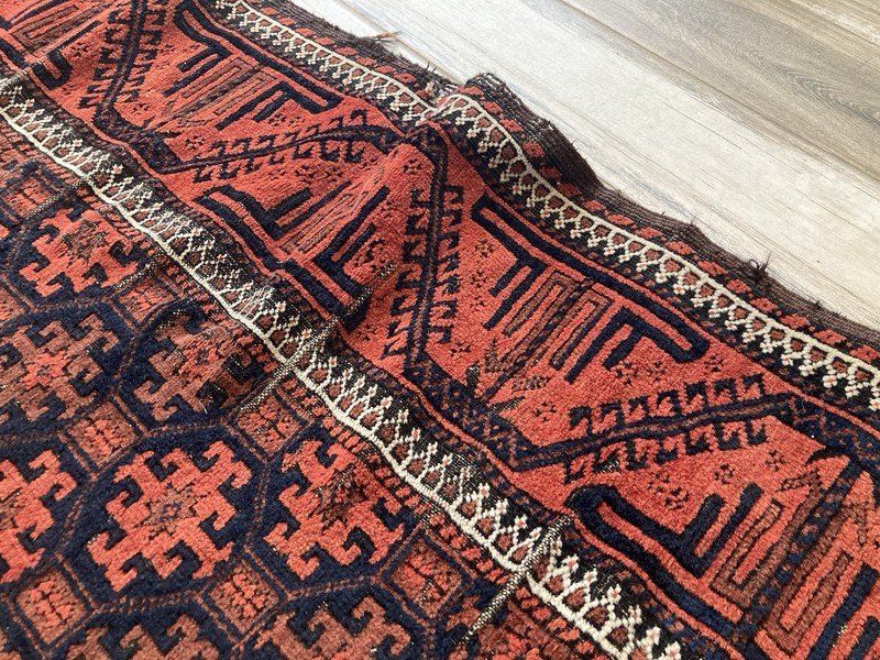 Antique Sarakhs Khorassan Tribal VTG Baluche Nomadic Ethnic Rug 43"x74" gallery