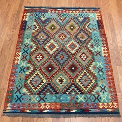 Afghan Hand-woven Mimana Kilim 100% Wool Area Rug (6’7″ x 4’11”)