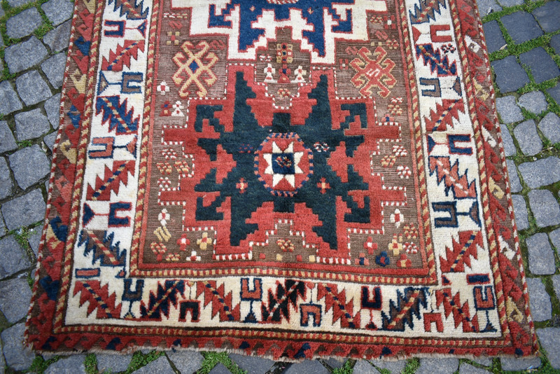 Antique Caucasian Rug 49'' x 92'' Collector's Item Great Color Kazak Wool Rug gallery