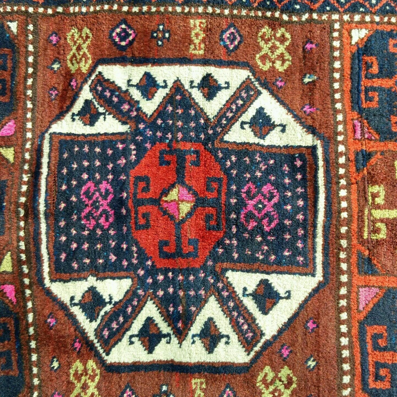 Stunning Cr1900-1939s Antique Vegy Dye Wool Pile Runner Rug 3'6"×11'10" gallery