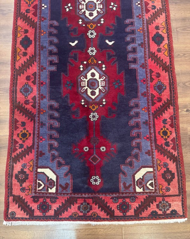 Per'sian Runner Rug 3.6 x 9.5 Geometric Medallions Tribal Village Rug Navy Blue gallery