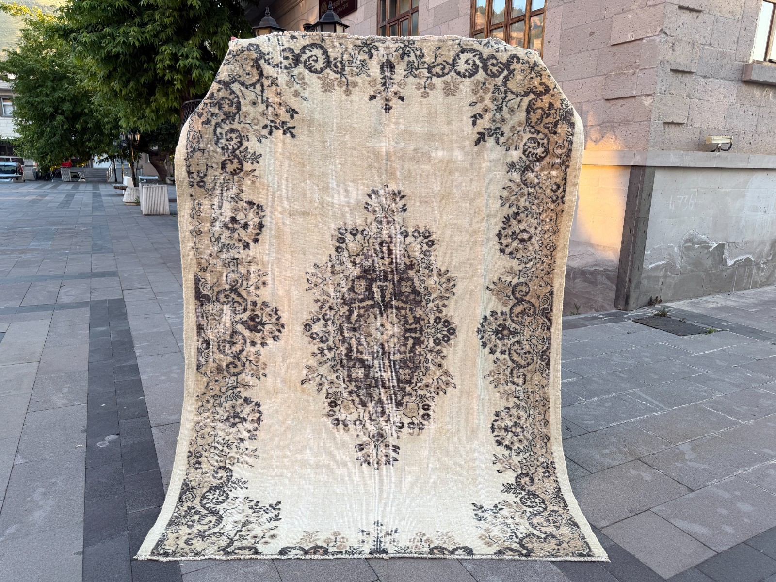 Neutral Beige Oushak Rug 5.9x7.8 ft | Rustic Farmhouse Turkish Carpet gallery