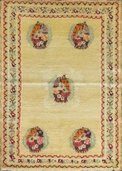 Antique Turkish Oushak Rug with Floral Bouquet Medallions, c- 1900–1920 #16596
