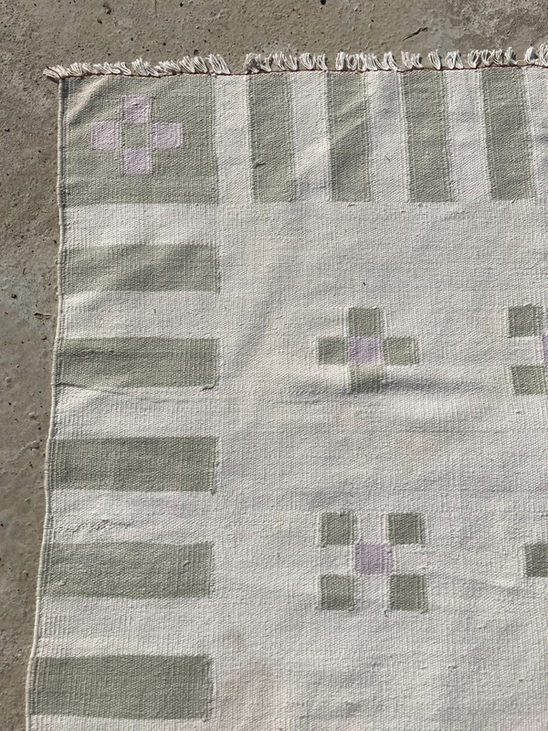 Vintage Handmade Swedish Scandinavian Style Woool Flat-weave Rug 181x113 cm gallery