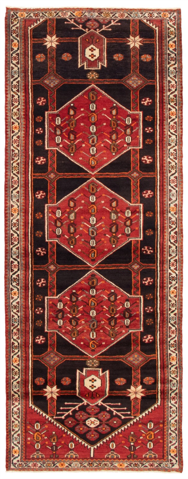 3'5" x 8'11" Vintage Hand-knotted Runner Rug Traditional Oriental Wool Carpet gallery