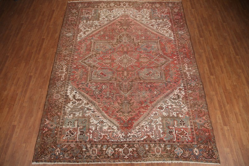 Geometric Dining Room Area Rug 10x13 Medallion Hand-made Wool Vintage Carpet gallery