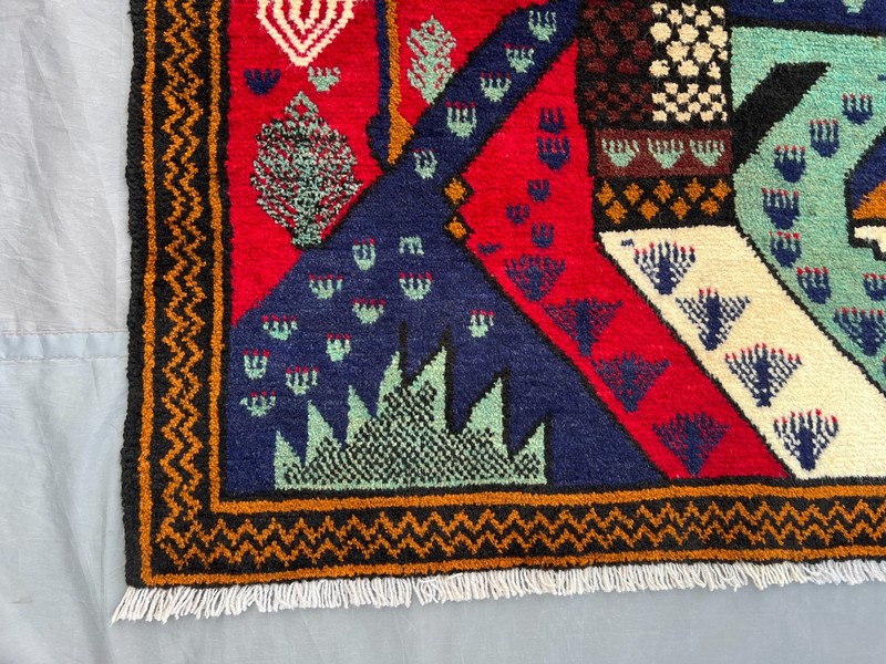 2'6 x 4'6 ft Vintage Afghan Hand Knotted Baluchi Pictorial Rug | Tribal Art Rug gallery