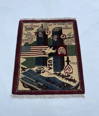 #748 Handmade rug 9/11 twin towers War Rug Afghan War Rug Handicrafts 81×65 Cm