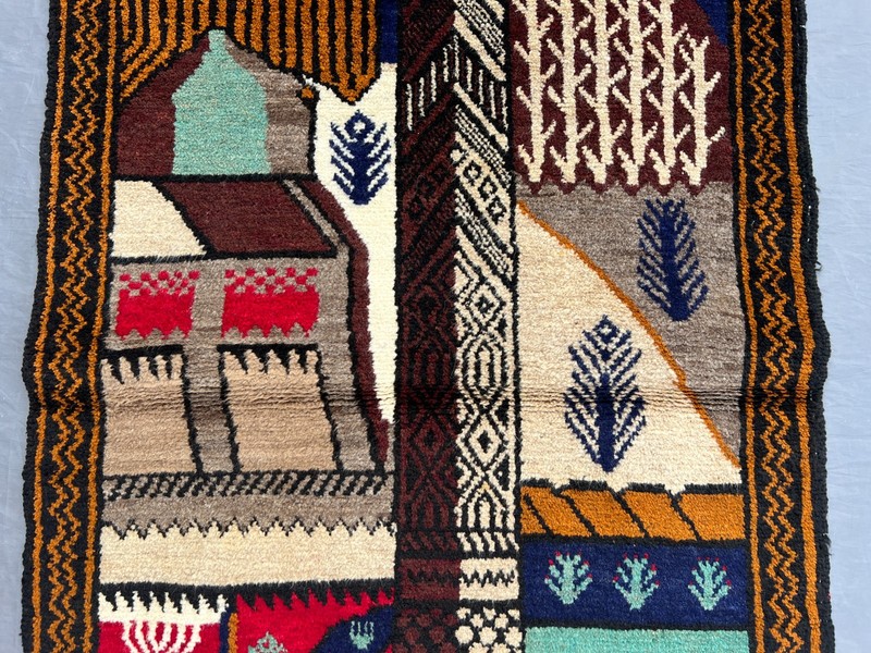 2'6 x 4'6 ft Vintage Afghan Hand Knotted Baluchi Pictorial Rug | Tribal Art Rug gallery