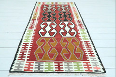 Turkish Kayseri Kilim, Bedroom Rug, Small Wool Rug, Floor 5×7 Kelim Rugs 35″x64″
