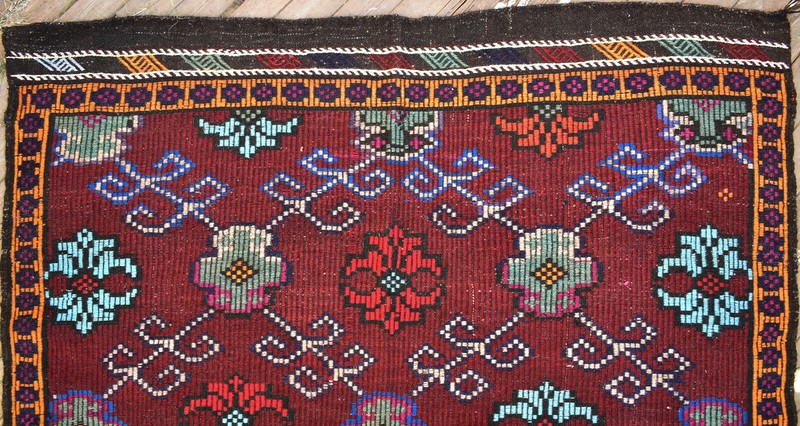 Turkish Kilim Handwoven 5'x9' Cicim Kilim Natural Wool Vintage Rug 164x290cm gallery