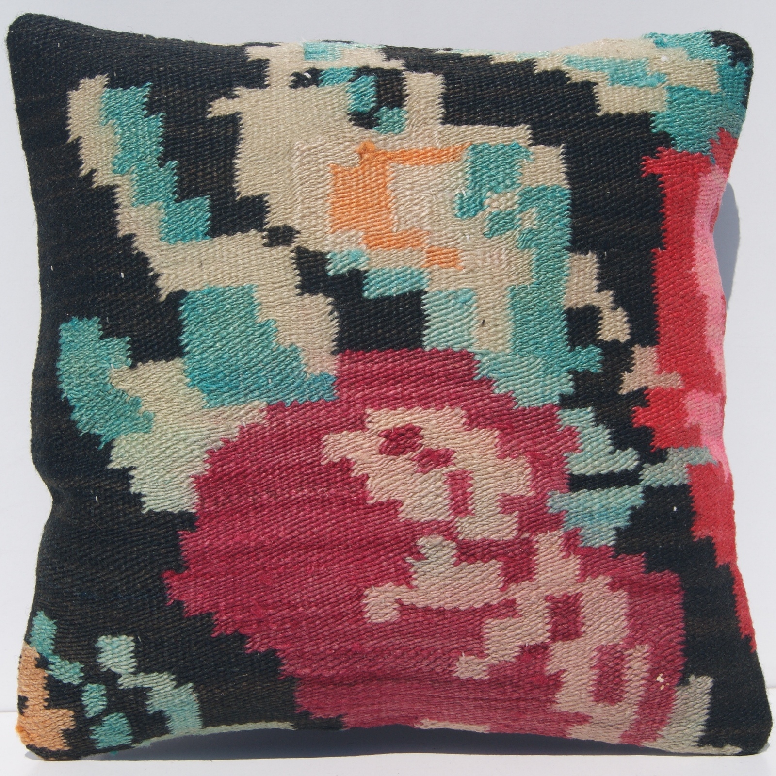14"X14" FLAT WOVEN PILLOW MOLDOVIAN FLORAL SQUARE MULTI COLORED AREA RUGS 30+ gallery