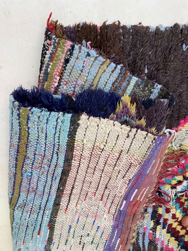 Moroccan Cotton Vintage Berber Rug, Unique Geometrie Home Decor Rug 2'9x7'1 ft gallery