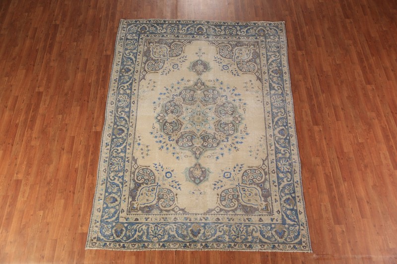Floral Wool Medallion Tebriz Area Rug 6x9 Vintage Hand-made Traditional Carpet gallery
