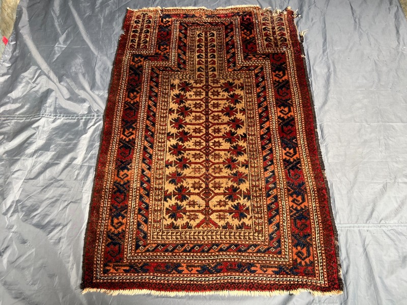 Antique Turkish Prayer Rug Hand Knotted Tribal Boho Vintage Home Decor 3.2x4.1FT gallery